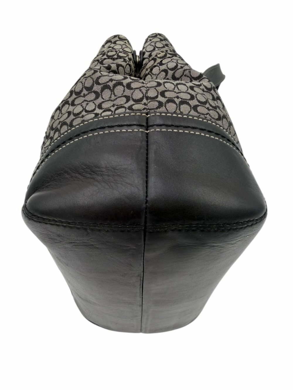 Coach Signature Buckle Tote F10927 Black Jacquard Leather Shoulder Bag Y2K - Picture 6 of 11